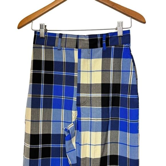 Free People Jules High Waist Plaid Flare Pants Blue/Black size 4 new - Picture 14 of 15